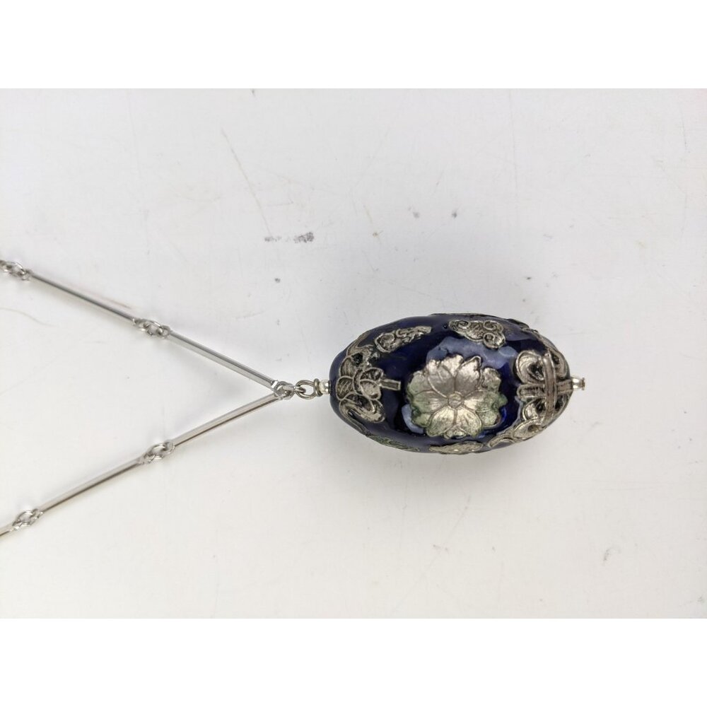Vintage Cloissone Sterling Silver Dragon Pendant Oval 1.5" - Picture 7 of 11